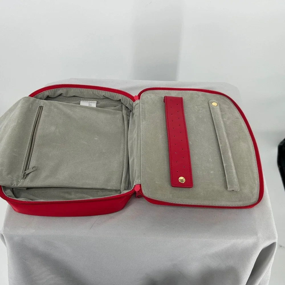 Lillian Vernon Red Travel Jewelry Organizer Case Bag Storage Zipper Pouch‎